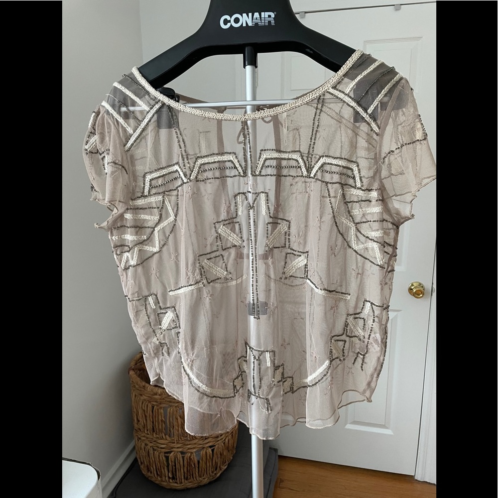 Gray-lavender beaded Free People top